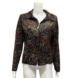 Softworks Velour Animal Print Jacket Black Metallic Size M